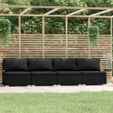 4-Seater Sofa with Cushions Grey Poly Rattan